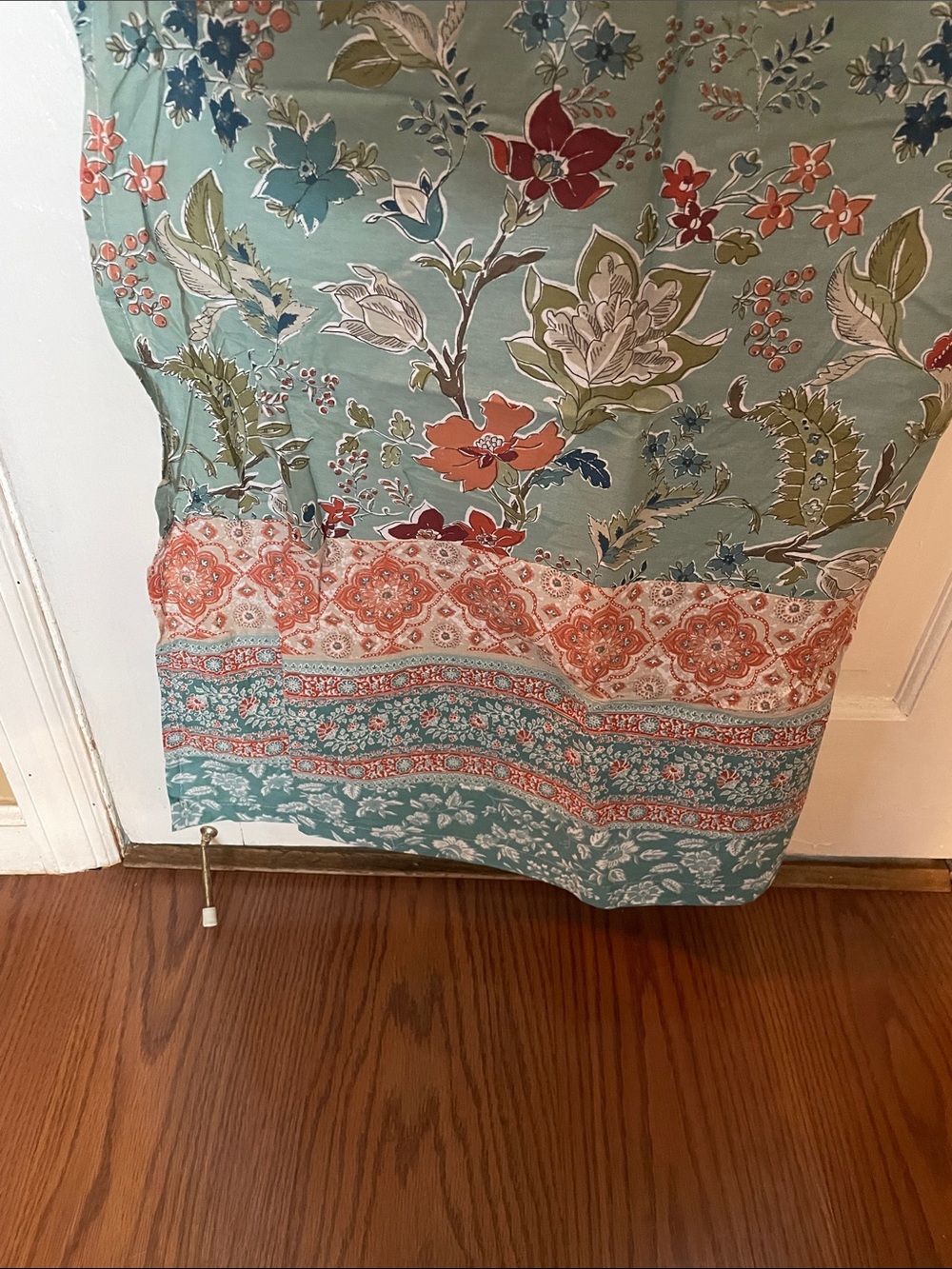 Floral Print Shower Curtain in Seafoam Green - Picture 2 of 5